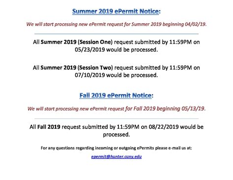  Students must have an approved ePermit (via CUNYfirst) or permit from the Hunter ePermit unit in order for the course and grade to be applied to their Hunter record and transcript. . Epermit hunter college